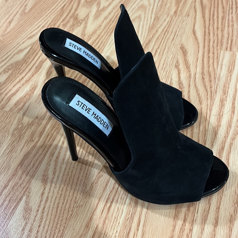 Steve Madden black suede stilettos.